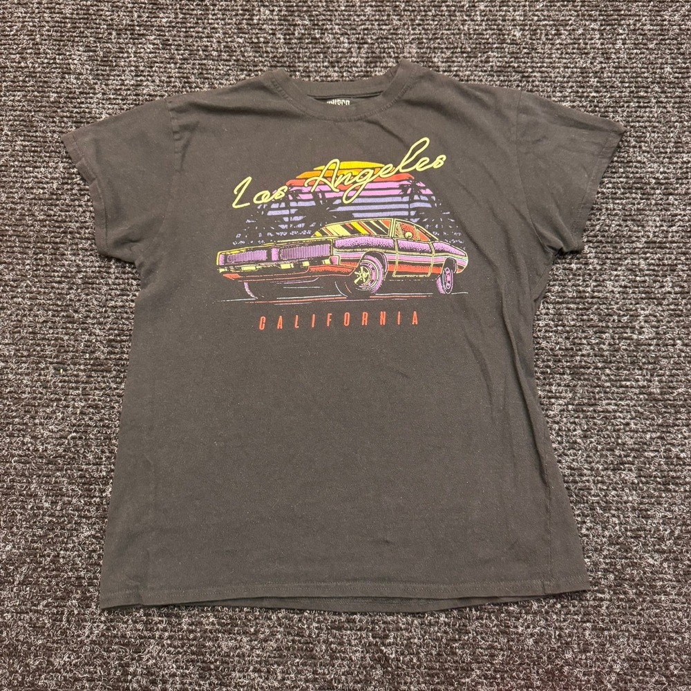 Gildan Los Angeles California Graphic T-Shirt Black Retro 80s Muscle Car Mens‎ M